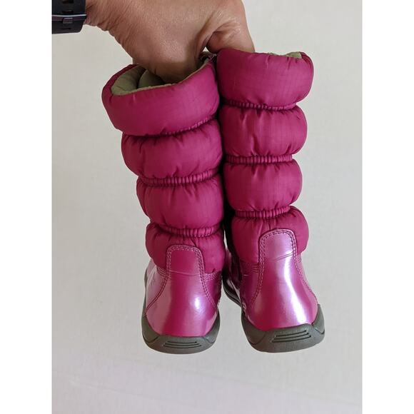 Timberland Girls Sz 7.5 Pink Lace Up Snow Boots Side Zip Leather Winter - Picture 7 of 9